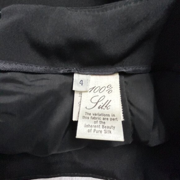 Womens Black 100% Silk Pencil Skirt Size 4 Career Professional Wear Made in USA - Picture 3 of 8